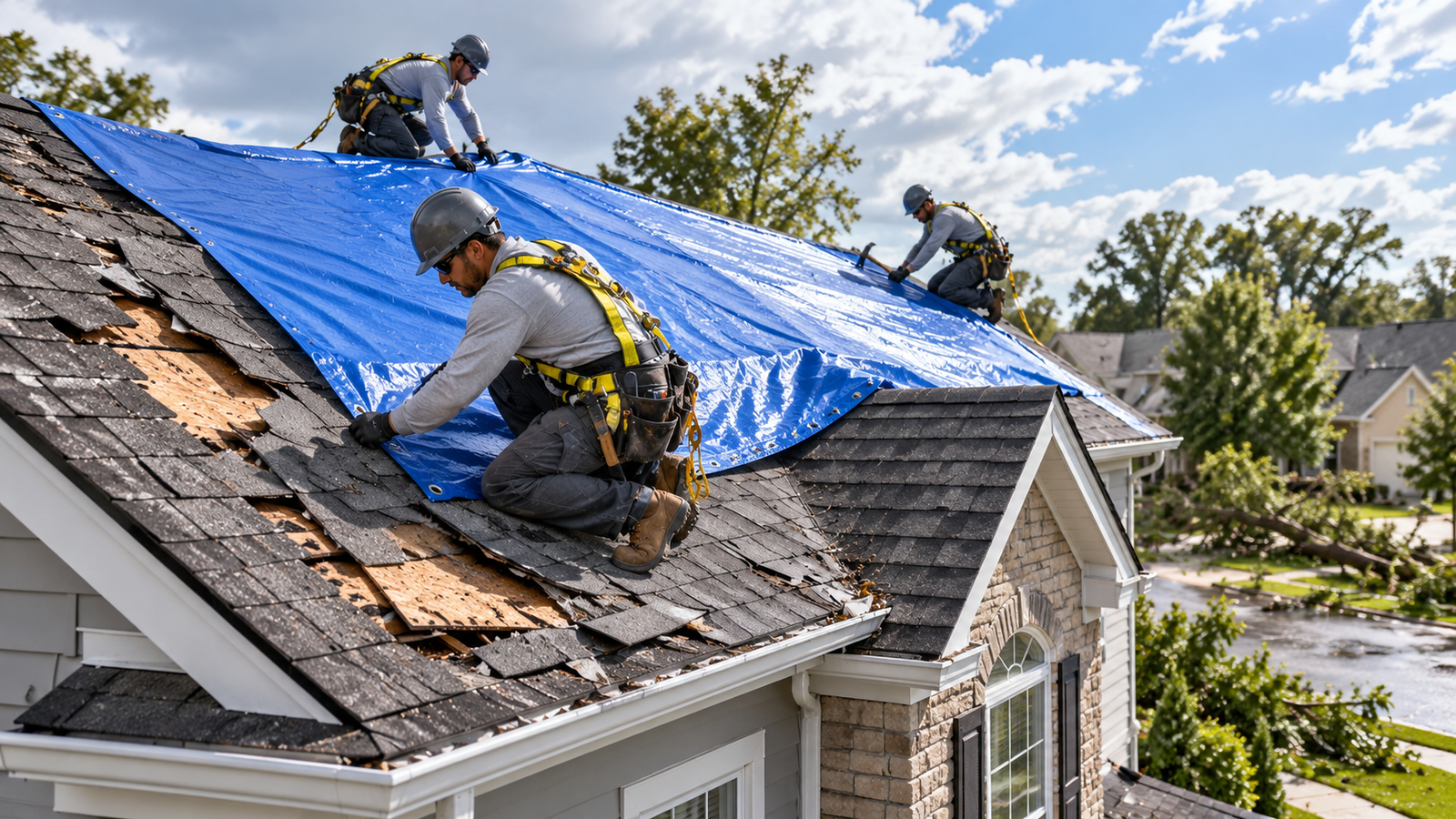 TNT emergency roof tarping service